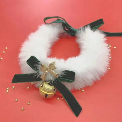 Colliers de noël pour animaux de compagnie, chats et chiens, grands colliers de mariage rouges, cloches à nœud, en peluche, colliers du nouvel an, décorations faites à la main