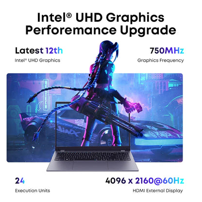 CHUWI GemiBook Plus Laptop Intel N100 Graphics for 12th Gen 15.6" 1920*1080P 16GB RAM 512GB SSD With Cooling Fan Windows 11