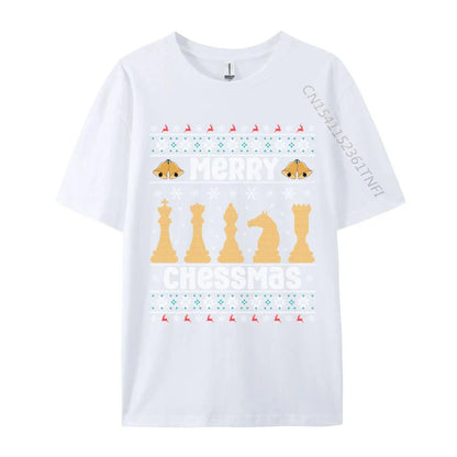 Merry Chessmas Ugly Chess Player Christmas T-Shirts Retro Boy Top T-Shirts Crewneck Combed Cotton Tops Shirt Tops & Tees Casual
