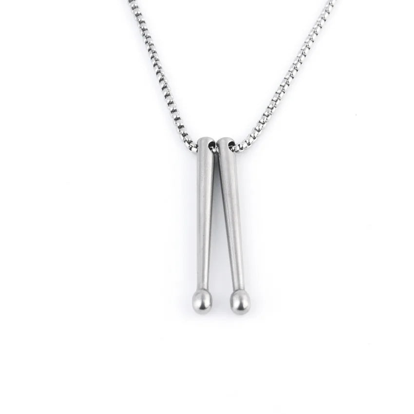 Tambour collier baguettes Punk bijoux Punk baguettes pendentif collier Cool tambour bâton collier pour femmes hommes tambour bâton