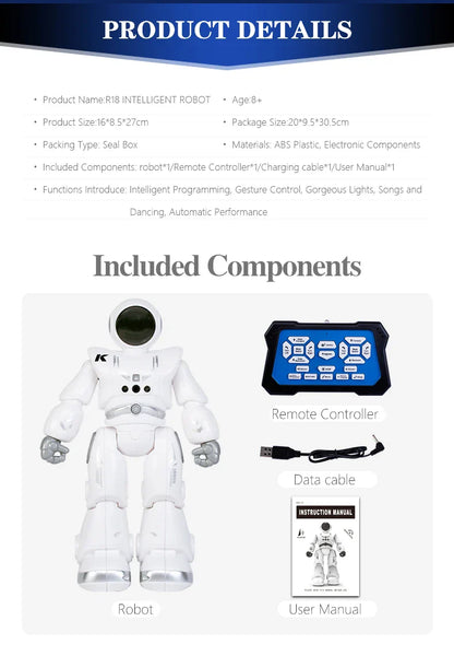 JJRC-Robot R18 avec pigments rc, présentation automatique, robot intelligent rc, capteur de geste, robots intelligents, jouets pour enfants, cadeau