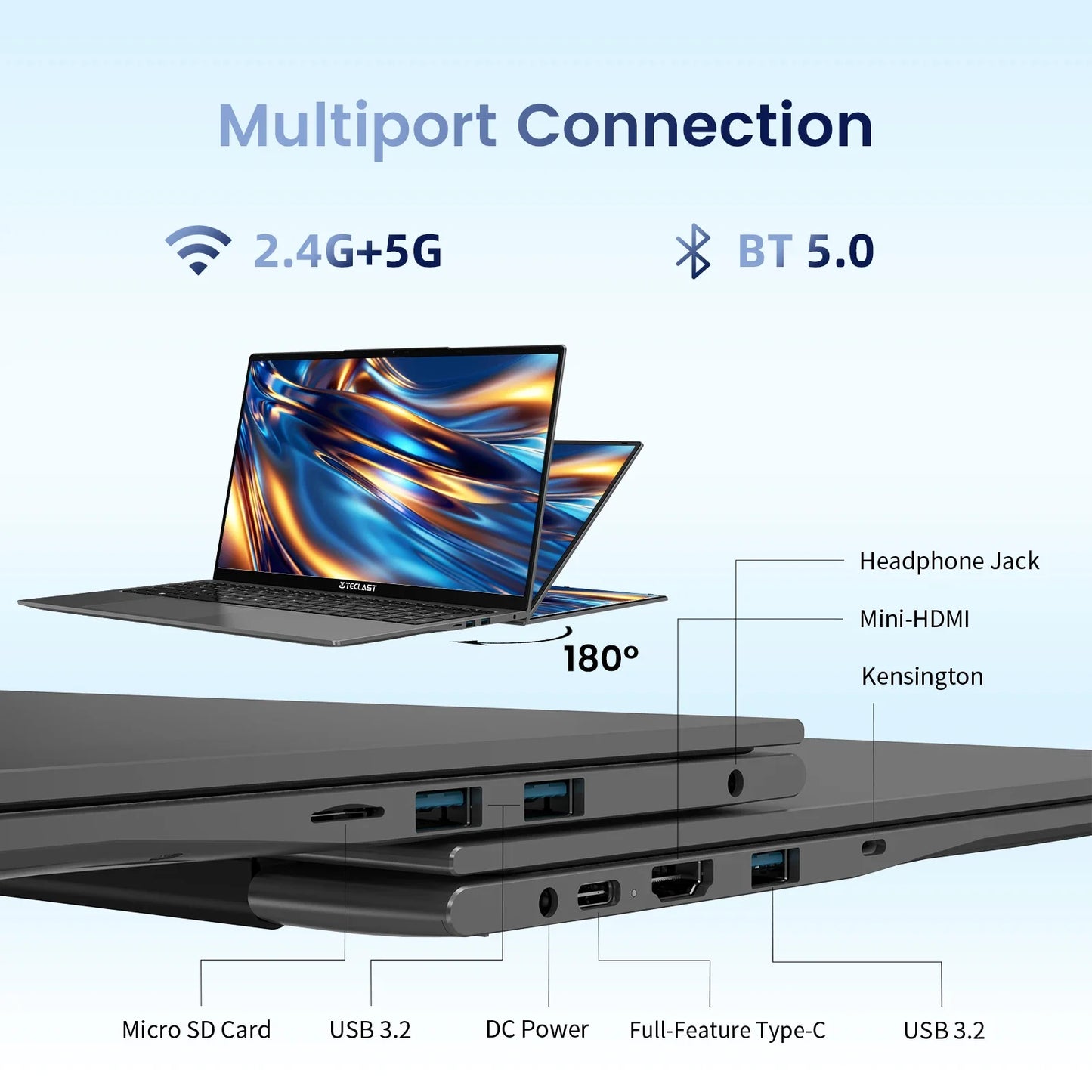 Teclast F17Plus Laptop 17.3 inch, 16GB RAM 512GB SSD, Intel N95, Windows 11 Pro Notebook, 180° Flip Laptops Computer, Backlit Keyboard, mini-HDMI，USB 3.2x3