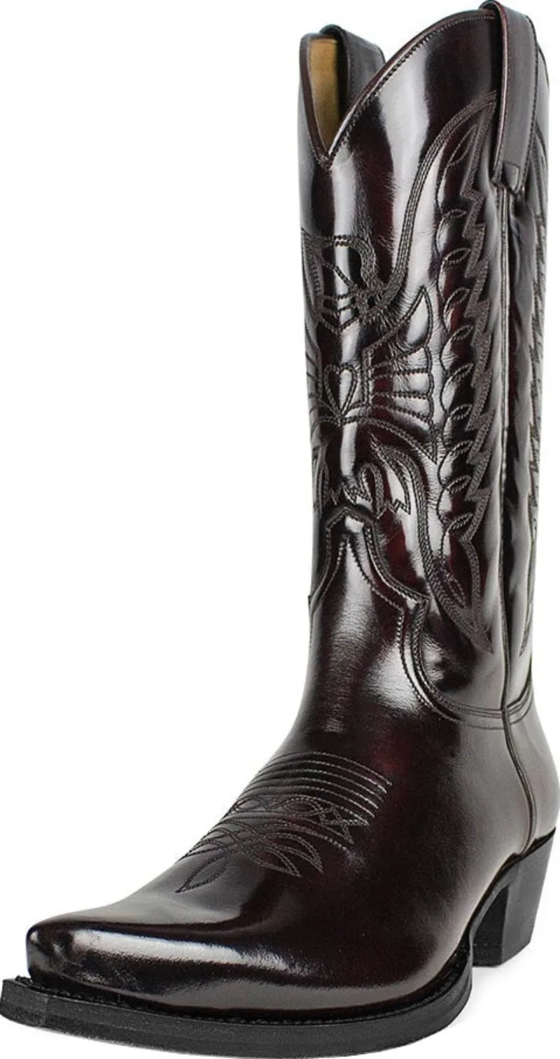 Men's Western Cowboy Boots Fashion Black Comfortable Embroidered Boots Men Couple Shoes for Men Women Motorcycle Boots Plus Size