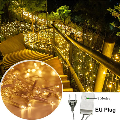 220V LED Curtain Light, Holiday Curtain String Light, Indoor and Outdoor, Christmas Decoration, Fairy Lights