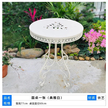 Table d'extérieur en fer européen, balcon de cour, table de terrasse, conception de dentelle, meubles de jardin, décoration de la maison, petite table basse
