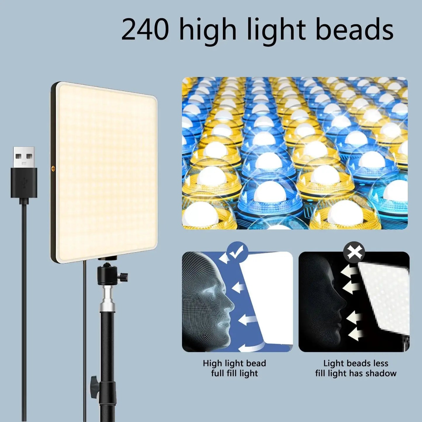 Lumière LED pour photographie, éclairage pour Selfie, éclairage de conférence, lampe de Studio Photo avec bras à ciseaux, pour Zoom, Streaming en direct sur YouTube
