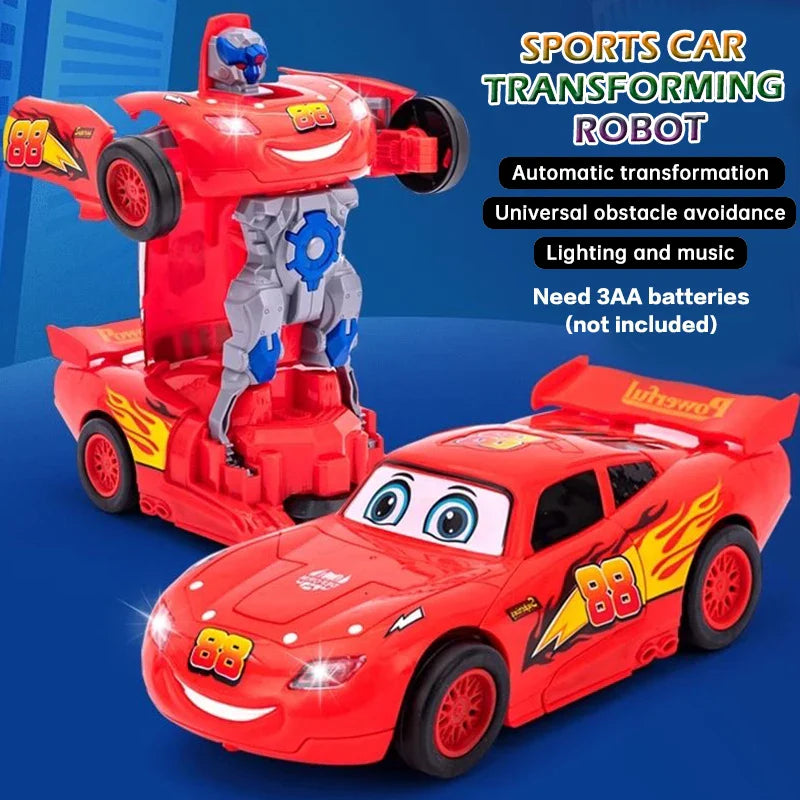 Jouet robot de course rouge pour enfants, jouet électrique, transformation automatique, son et lumière colorés, cadeau de vacances pour bébé