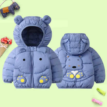 1-6T Hiver Bébé Filles Garçons Vêtements Manteaux Duvet Coton Dessin Animé Capuche Vestes Enfants Combinaison de Ski Salopette Costume de Tout-Petit