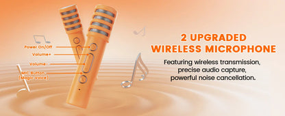 Mini Karaoke Machine for Kids, Portable Bluetooth Karaoke Speaker Unpowered Cabinets with 2 Wireless Microphones for Party