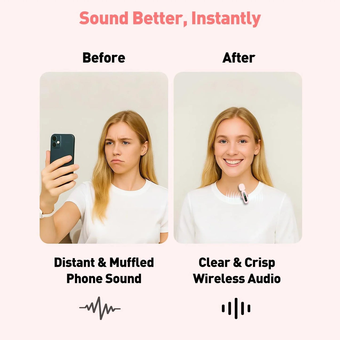 Microphone cravate sans fil pour iPhone, Android, PC : enregistrement audio-vidéo, suppression du bruit, micros cravates pour TikTok en direct, YouTube