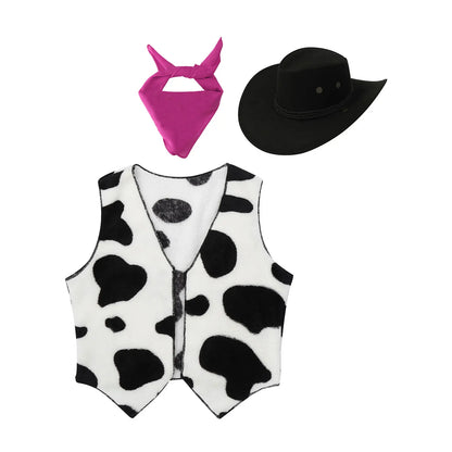 Costumes de Cowboy Western pour Enfants, Tenue de Cowboy pour Bol et Garçons, Chaps Pantalon avec Glaand Bandana Chapeau, Cowgirls fur s Up, ixd'Halloween