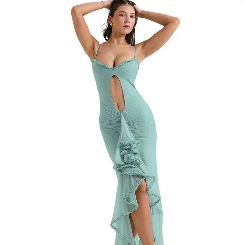 Avrilyaan Hollow Out Split Sexy Dress Women Irregular Elegant Evening Party Long Dresses Backless Bodycon Summer Dress Vestidos