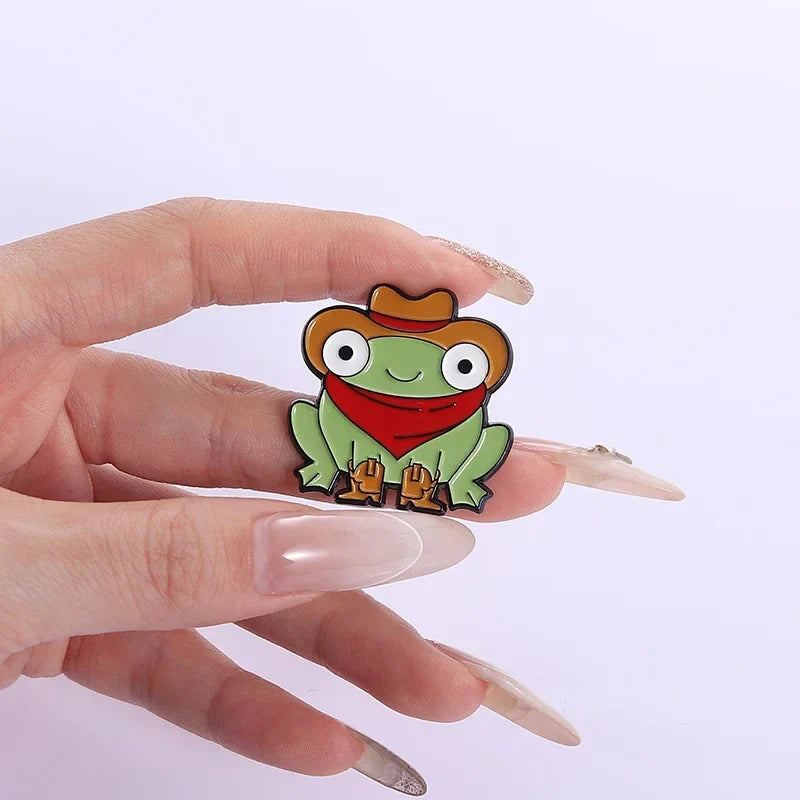 Cowboy Frog Bee Capybara Enamel Pin Cartoon Cowboy Lion Crab Animal Brooches Bag Lapel Bag Badge Funny Jewelry Gift for Friends