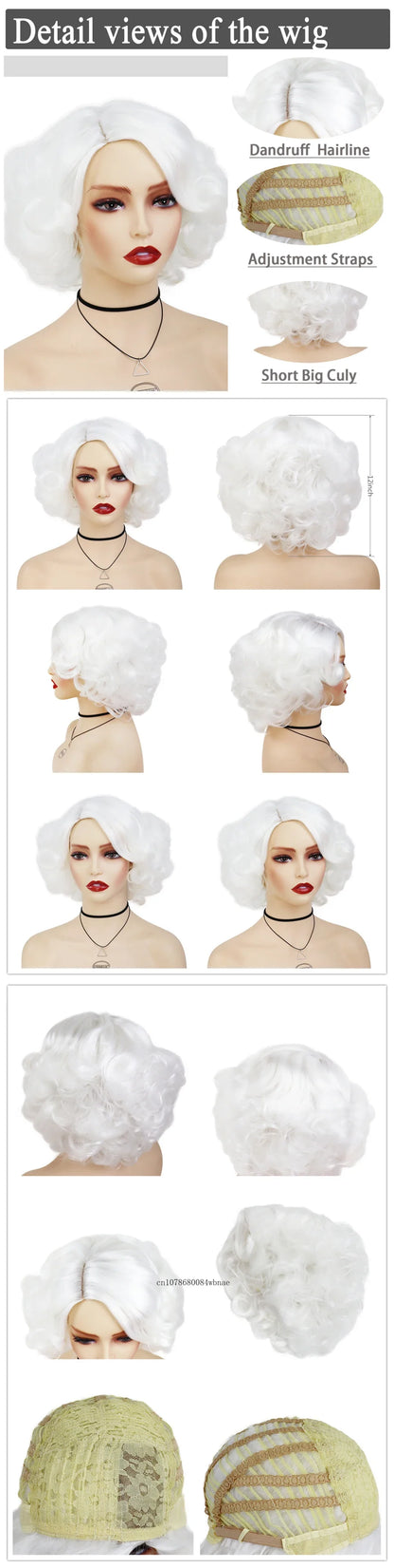 Synthetic Hair Pink Short Curly Wig for Women Big Wavy 80s Cosplay Wigs Halloween Costume Harajuku Anime Wig Natural Looking