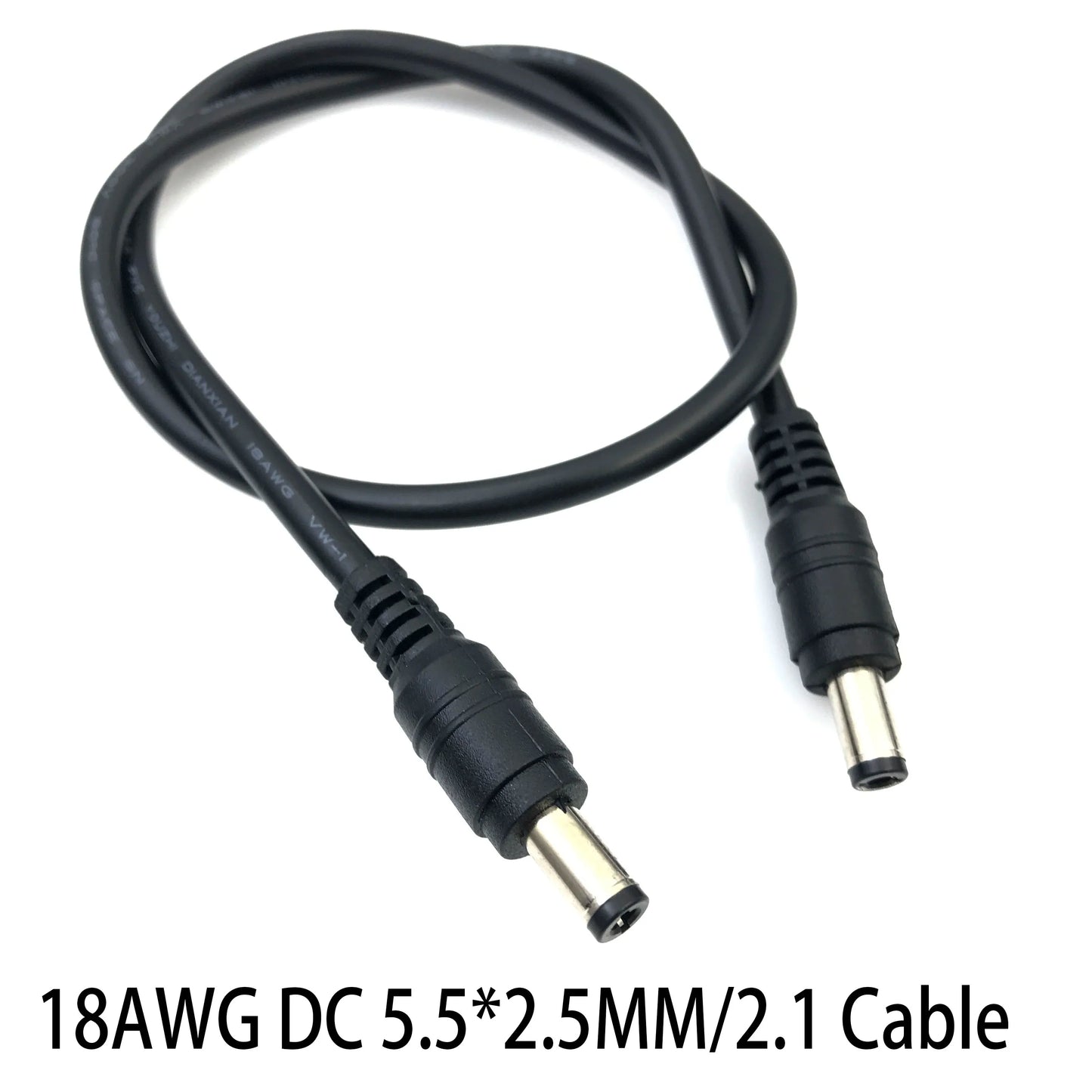 Adapter Connector Cable DC Power Plug 5.5 x 2.1mm/2.5  Male To 5.5 x 2.1mm Male Adapter Connector Cable 18AWG Monitor the power