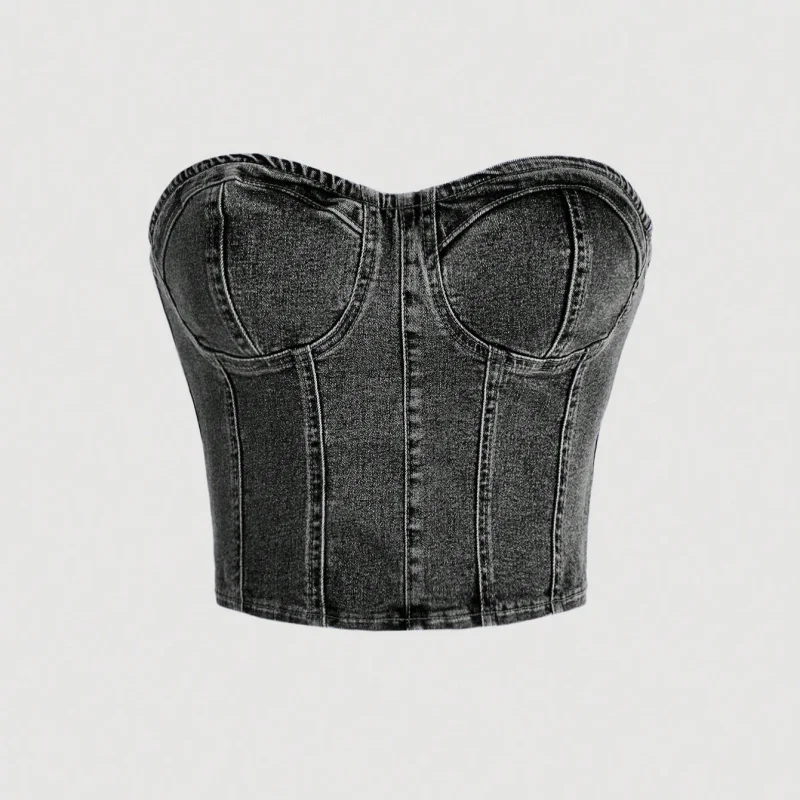 Sexy cowgirl crop top with retro cinched waist design, featuring a short length and a backless style, suitable for wearing as an