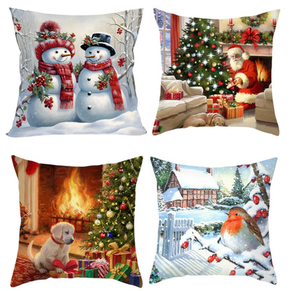 Housse de coussin de noël, père noël, décor de joyeux noël pour la maison, ornements de noël 2025, cadeaux de noël, nouvel an 2026