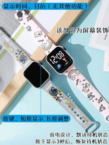 Nouvelle montre étudiante électronique LED couleur imprimée dessin animé Stitch, montre électronique mignonne à bouton carré Y1 imprimée à la mode