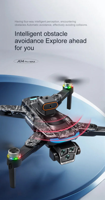 Xiaomi A14 pro Max Drone 8k HD double caméra GPS sans brosse flux optique évitement d'obstacles 4.5 pouces grand écran Uav Rc 20000m nouveau