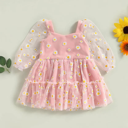 Pudcoco-Robe princesse en tulle à manches longues pour bébé fille, robe trapèze pour tout-petit, élégante, AndrPrint Destroy, maille, fête, 3M-3T