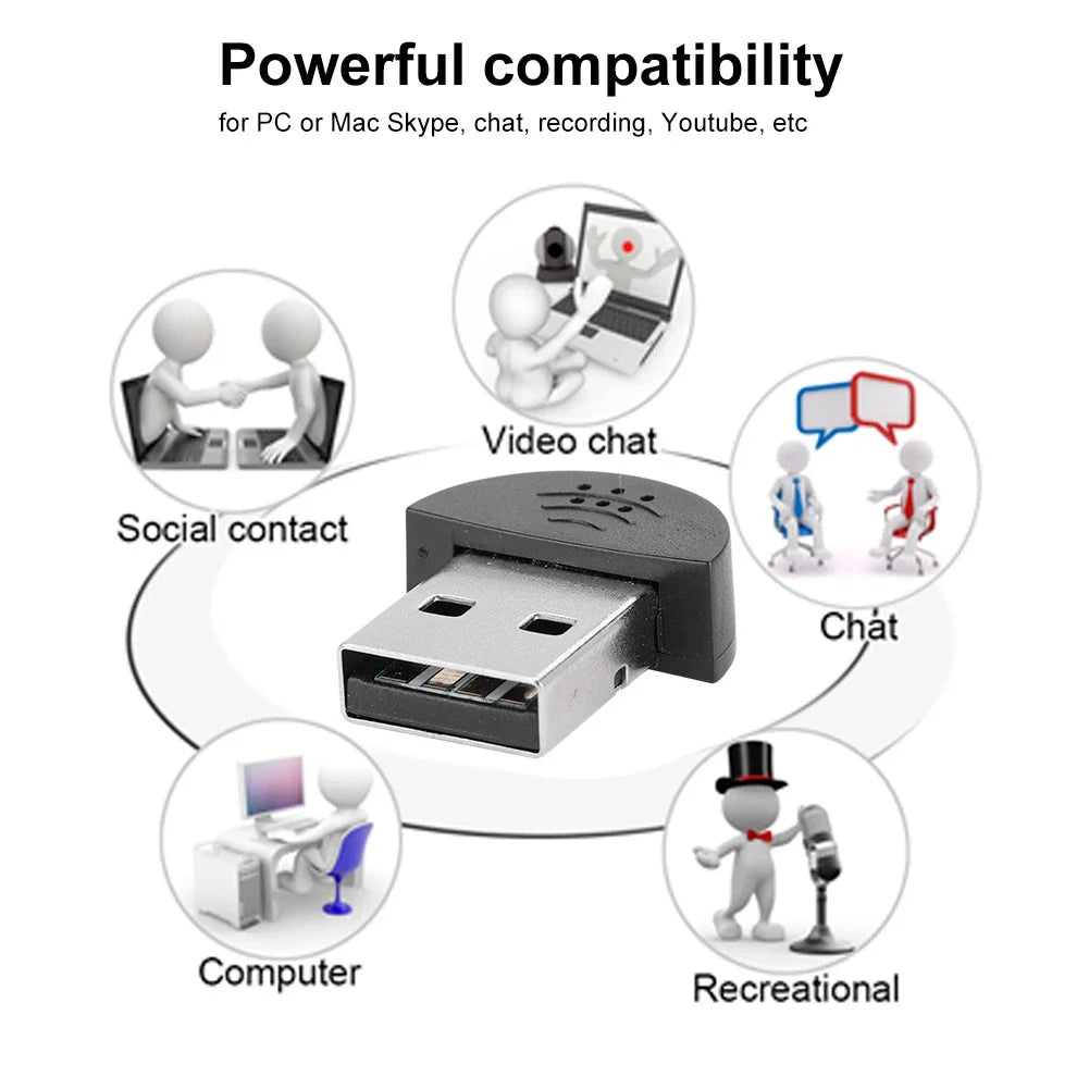 Mini microphone portable USB, microphone vocal de studio, adaptateur audio statique pour ordinateur PC