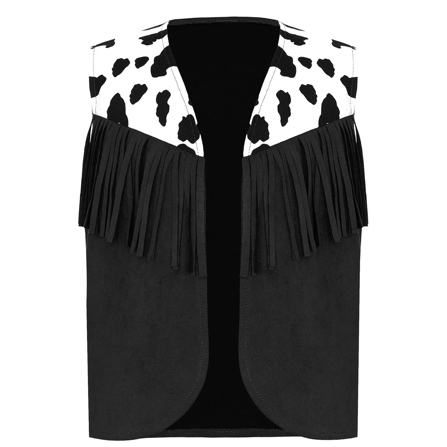 Enfants enfant Halloween Western Cowboy Cowgirl Cosplay Costume imprimé vache gilet à pampilles et ensemble de pantalon évasé Carnaval fête habiller