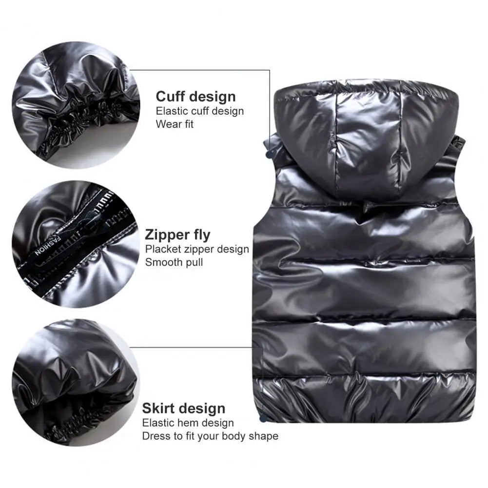 Warm Winter Vest for Women, Bright Color Pockets, Cotton Padded Vest, Quilted Inner Layer, Bright Color Vest for Women, Streetwear