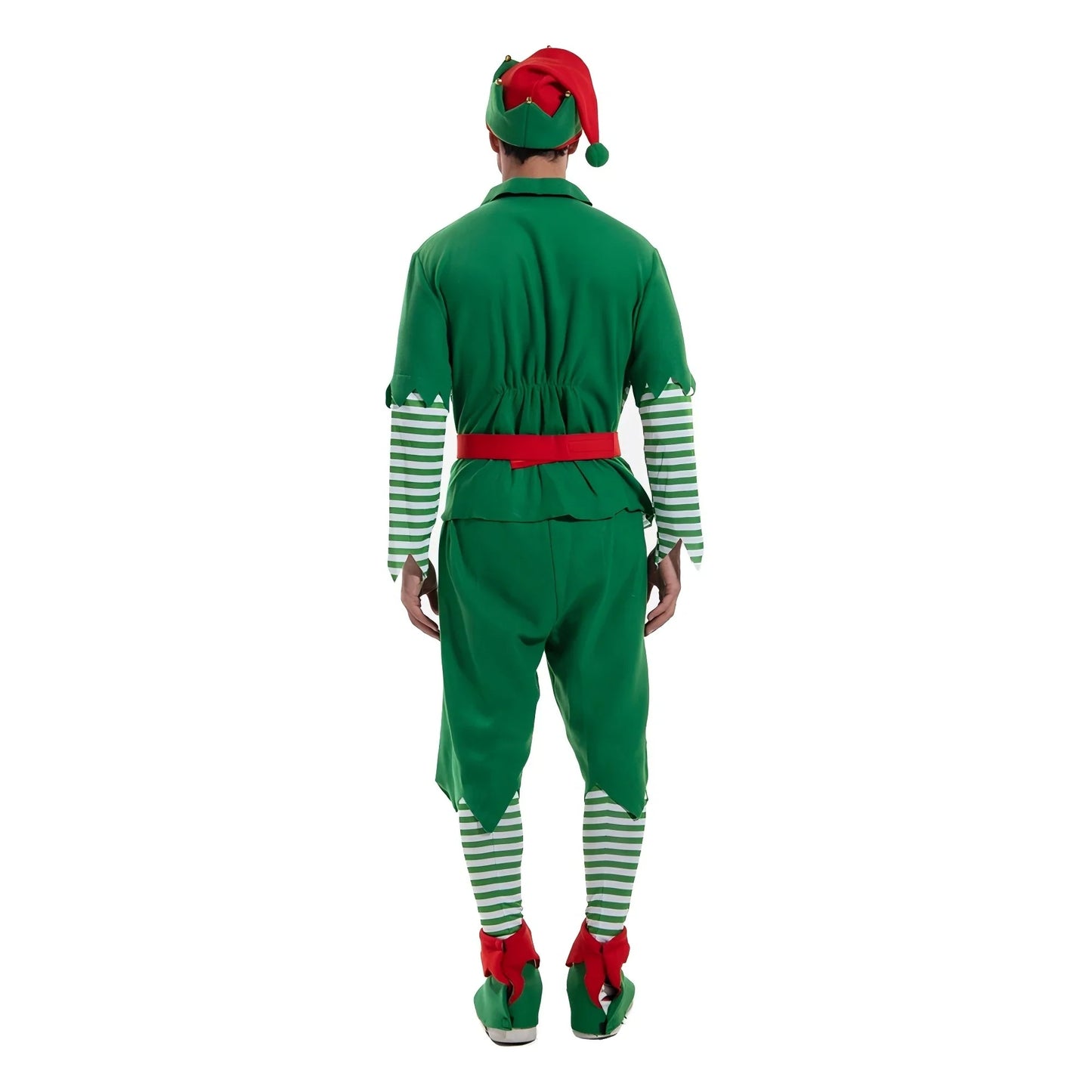 Christmas Santa Claus Costume Green Elf Cosplay Family Carnival Party Halloween Fancy Dress Clothes Set For Men
