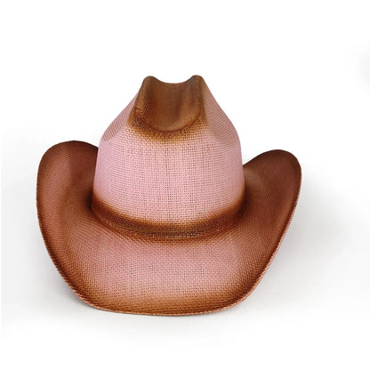 Nouveau chapeau de cowboy dégradé rétro Western pour hommes et femmes, chapeau de cowboy de scène de fête en plein air, chapeau de chevalier, sombrero de cowgirl vaquero