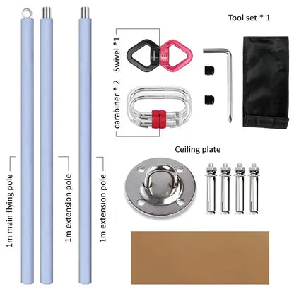 Poteau volant aérien de 3m, Suspension Portable, Tube de Fitness trapèze, poteau de danse rotatif en acier et Silicone, équipement de gymnastique pour la maison