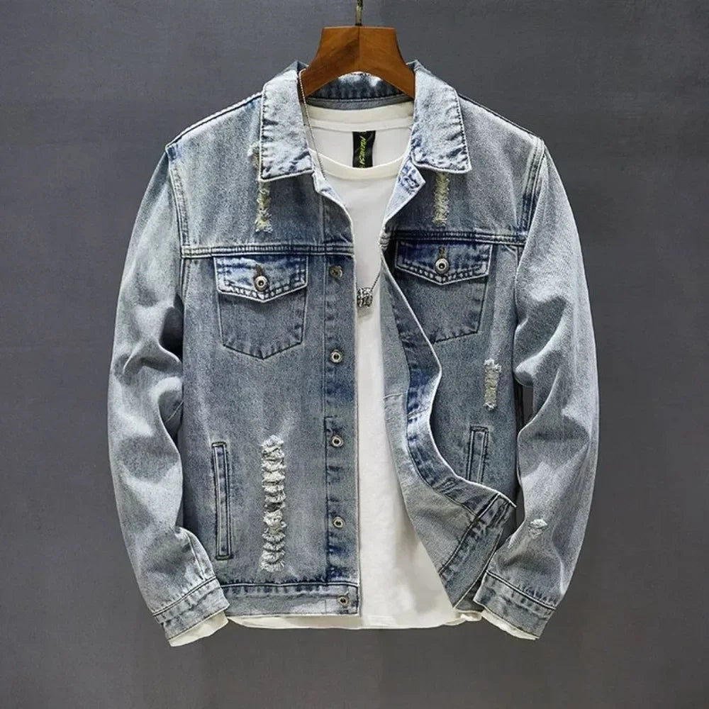 Manteau de cowboy pour hommes, vestes en jean amples et déchirées pour hommes, vêtements d'automne en tissu, livraison rapide, nouveau produit élégant à prix abordable