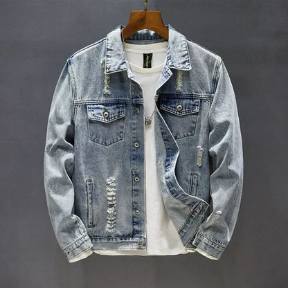 Manteau de cowboy pour hommes, vestes en jean amples et déchirées pour hommes, vêtements d'automne en tissu, livraison rapide, nouveau produit élégant à prix abordable