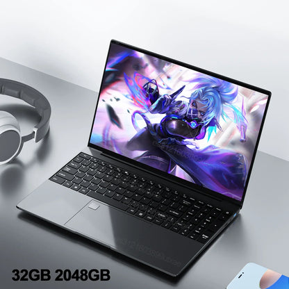 LENO 15.6"Portable Laptop 32GB DDR4 2TB SSD Intel N5095 Wntindows11 Notebook PC Gamer Office Computer with Backlit Fingerpri