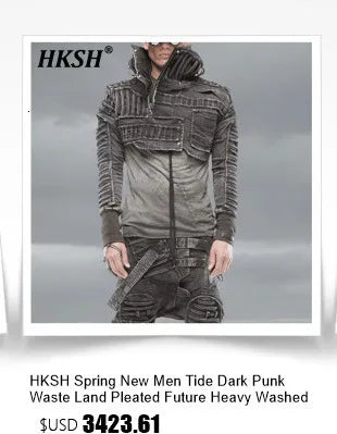 HKSH Spring Autumn New Man Punk Fashion Streetwear Dark Brushed Wax Handmade Damaged Tops Denim Jacket Y2K Chic Ins Coats HK4959