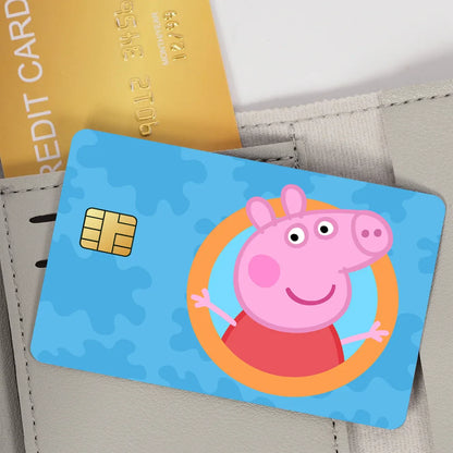 C-Cartoon Animation P-Peppas Pig Decorative Small Waterproof Chip 4PCS Card Sticker New Anti-Scratch