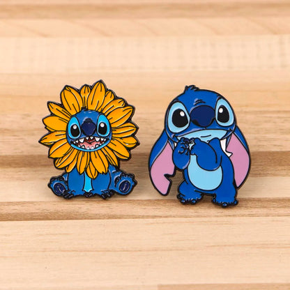Adorables épinglettes Lilo et Stitch en émail, broches pour sac à dos, broches pour vêtements, badges, jolis accessoires de bijoux