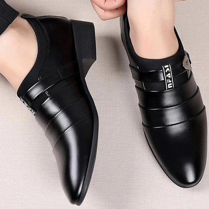 Leather Shoes for Men Slip on Pointed Toe Oxfords Formal Wedding Party Office Business Casual Dress Shoes for Male Social Shoe