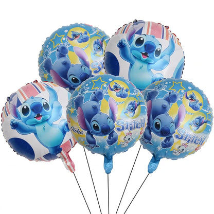 5Pcs Lilo&Stitch 18in Round Ballon Set Party Supplies Kid Birthday DIY Party Decoration Foil Inflate Helium Globos Scene Layout