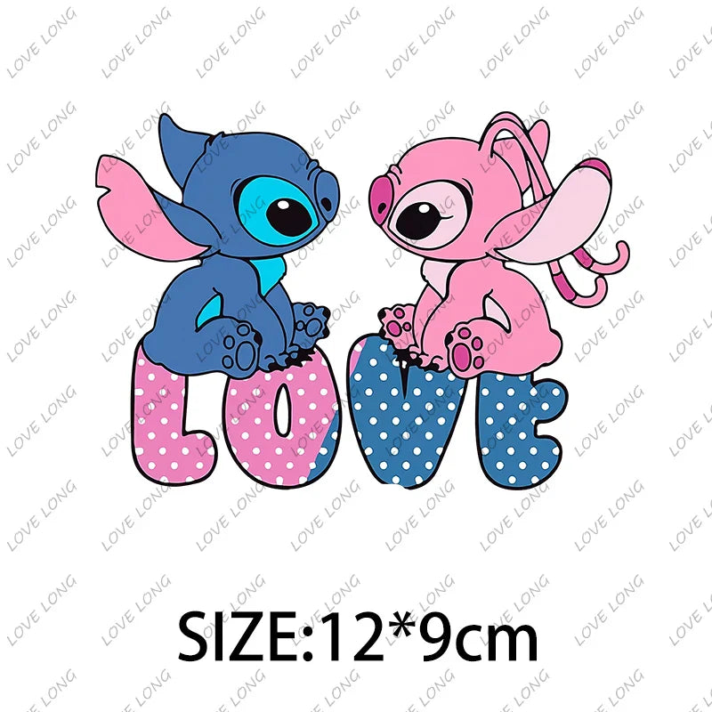 Stitch Love Cartoon Stickers  Iron-on Transfers for Clothing Firm and Fadeless  Stickers Easy to Use DIY Decoration