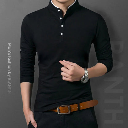 Polo à manches longues pour hommes, style décontracté et chic, idéal pour l'été, confortable et respirant, parfait pour les occasions formelles.