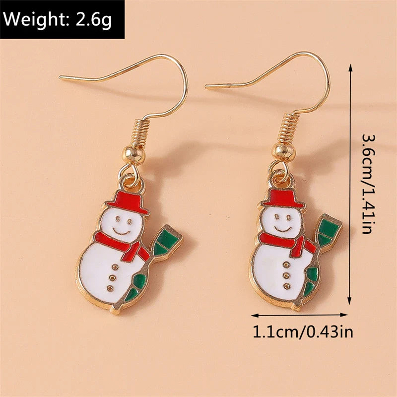 Fashion Merry Christmas Tree Deer Snowflake Santa Claus Drop Earrings for Women Girls New Year Party Festival Jewelry Gifts