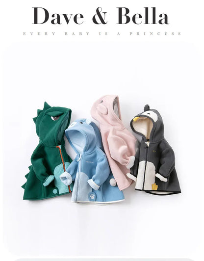Dave Bella Cute Animal Shape Children Hoodie Cartoon Boys Girls Coat Autumn Warm Hooded Outerwear Toddler Girl Clothes DBX14462