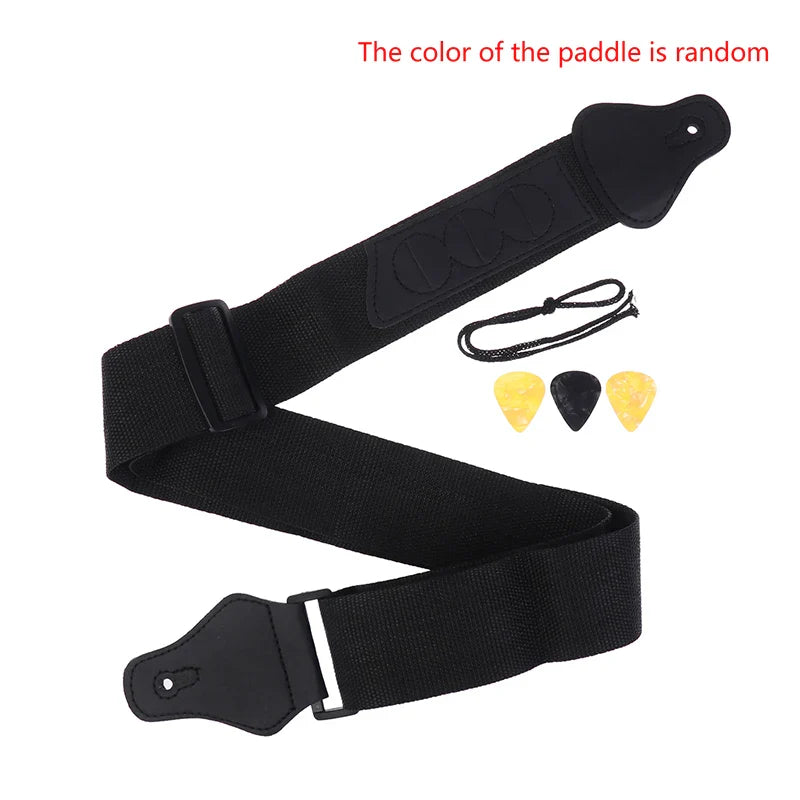 Accessoires de ceinture sangle de guitare électrique réglable en cuir PU avec 3 supports de plectres pour guitare acoustique et basse