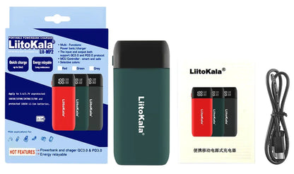 LiitoKala Lii-MP2 Portable Power Battery Charger LCD USB Type-C Input for 18700 20700 21700 18650 Batteries