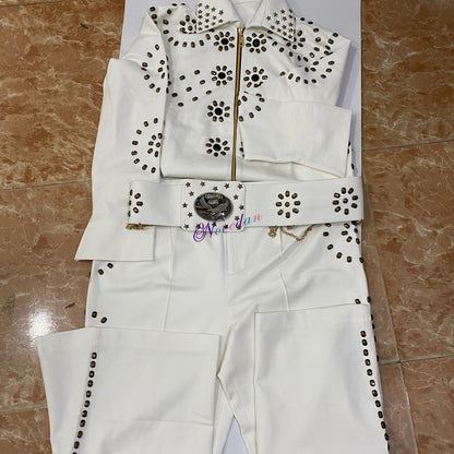 Famous Rock Singer Stage Costume Diamond Rhinestones Clothing Suit DJ Dance Performance Outfit Women Men Halloween Party Costume