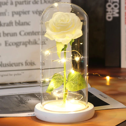 Fleurs lumineuses LED enchantées avec la Belle et la bête, dôme de roses décoratif pour mariage, saint-valentin, cadeau de fête des mères
