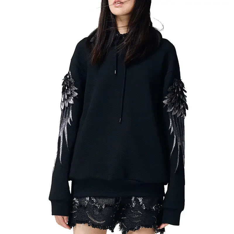 Hoodie brodé pour hommes, streetwear de luxe blanc sans marque, automne, pas cher, Emo, style Hip Hop