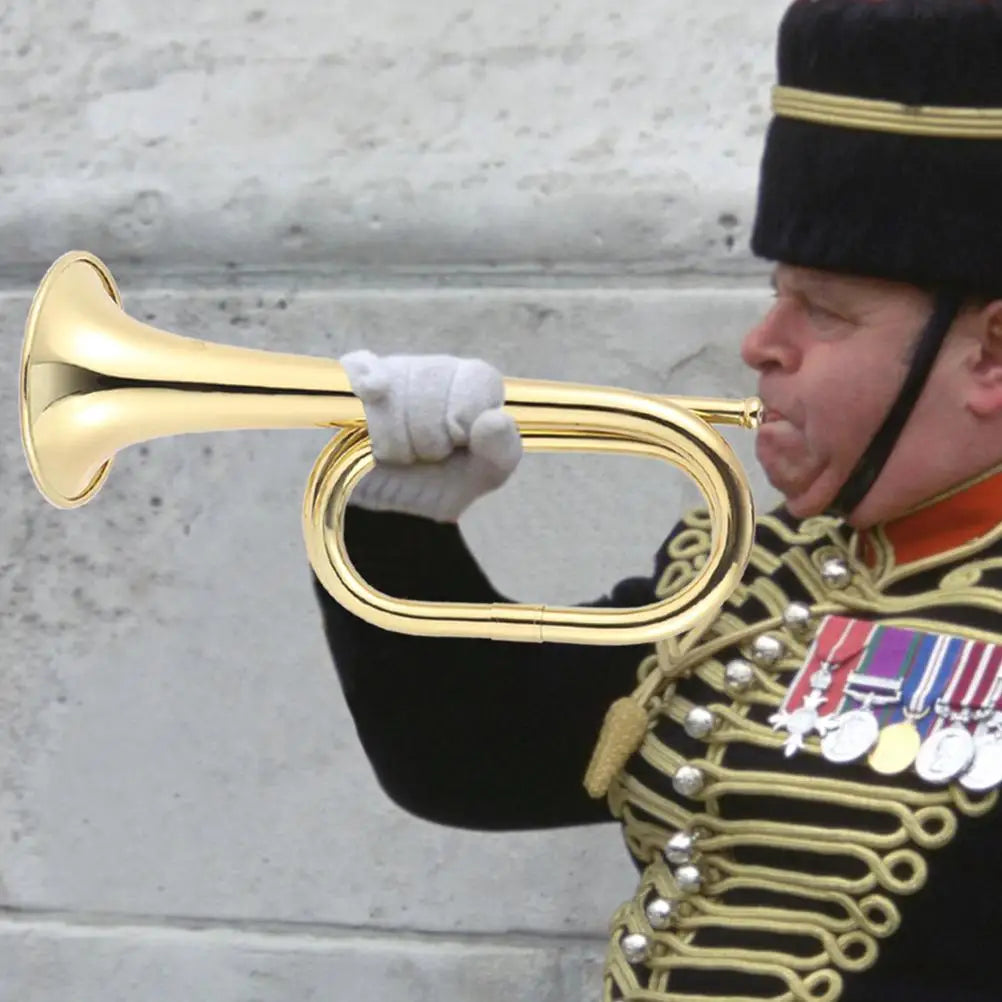 Trompette à Charge dorée avec écharpe rouge pour groupe, Instrument en laiton pour adolescent débutant, corne à vent, Instrument de musique de scène