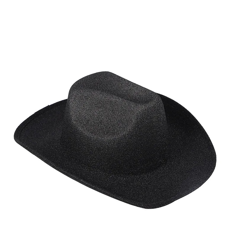 Chapeau de cowboy composite EVA rose en jean doré pour fête d'Halloween Chapeau de cowboy à paillettes d'Halloween