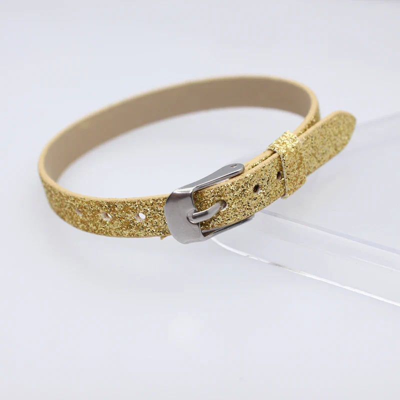 Bracelet à paillettes scintillantes, 8mm de largeur, 21cm de longueur, breloques coulissantes, lettres de l'alphabet, bijoux à bricoler soi-même, cadeau pour femmes et enfants